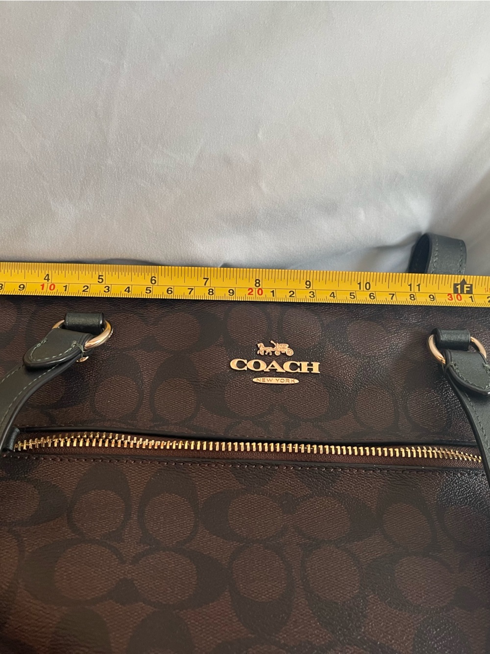 Coach Dark Brown Signature Tote with Black Straps and Gold Hardware - Picture 8 of 8